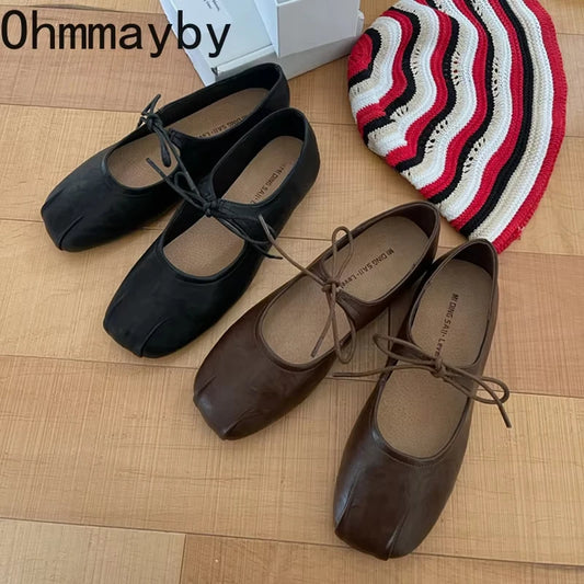 2026 Designer Spring Women Ballet Flats Casual Shallow Butterfly-knot Shoes Soft Sole Women's Elegant Leather Dress Shoes