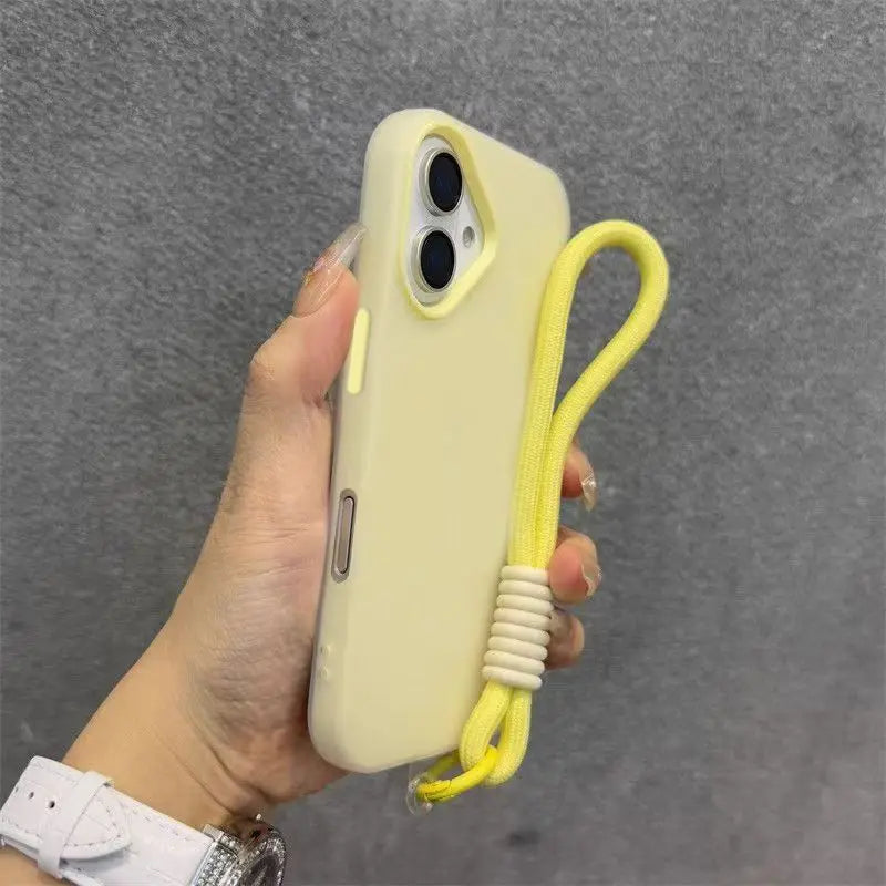 Soft Matte Candy Clear Phone Case with Wrist Strap for iPhone 17 / 16 / 15 / 14 / 13 / 12 / 11 / X / XS / 7 / 8 Plus