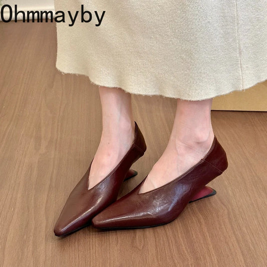 2026 New Spring Strange Style Heel Women Mary Jane Shoes Fashion Round Toe Slip On Shoes Ladies Elegant Party Dress Pumps